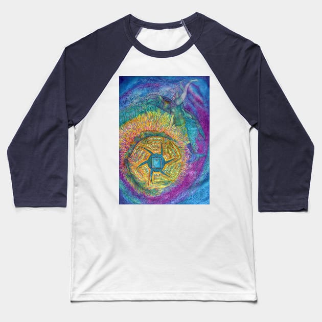 Maya Glyph Cauac Baseball T-Shirt by shimaart